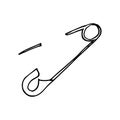 Vector drawing in the style of doodle. tailor`s pin. simple drawing with a safety pin Royalty Free Stock Photo